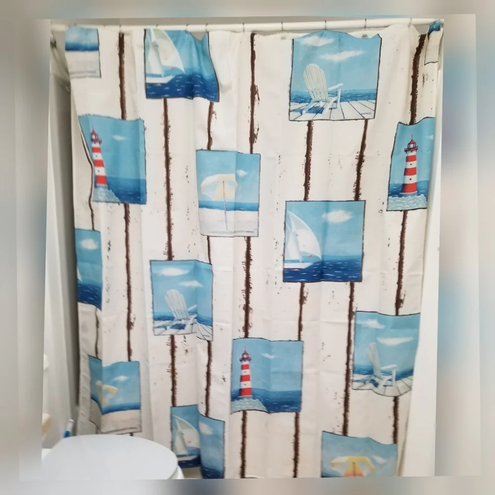 For The Bath Costal Scenes Shower Curtain